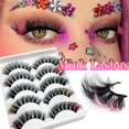 thumbnail image 2 of DingSen Pestañas De Colores 5 Pares 3D Visón Esponjosos Mezcla De Color Postizas Suave Colorido Cilia Purpurina Gao Jiahui  unisex, 2 of 2