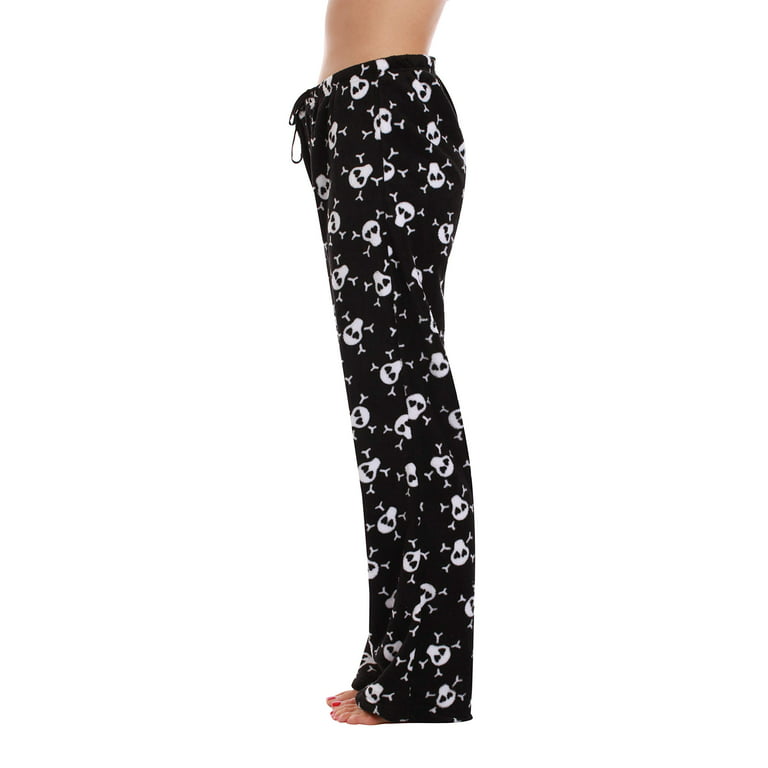 Just Love Plush Pajama Pants for Women - Petite to Plus Size Sleepwear  (Black - Leaf, 3X)