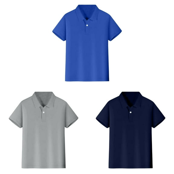 LUOGENLI 3Pcs T-shirts for Boys Kids Boys Girls Short Sleeve Shirt Button Closure Comfortable & Soft Fabric Cute Tops for Boys 10-12 Tops for Boys 6-7 Years Old Size XXL