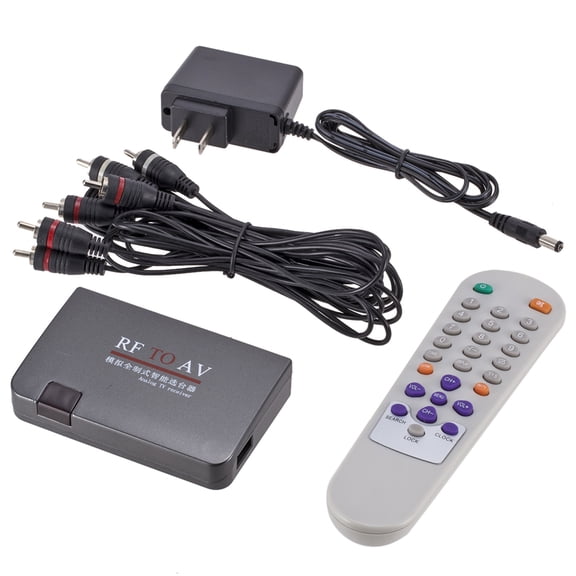 RF to AV Signal Converter Box, TV Channel Selector RF Coax to RCA Video Adapter with Remote Control, Supports Full Standard for Cable TV Projector All Television Models
