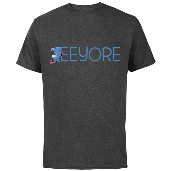 Disney Winnie the Pooh Eeyore Classic Lettering - Short Sleeve Cotton T-Shirt for Adults - Customized-Charcoal