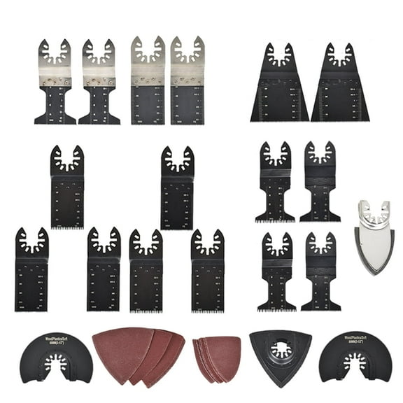 findmall Multi Tool Blade Oscillating Tool Blade for Cutting Wood, Plastic, Metal, Sawing, Cutting, Scraping 40 Pieces with Sandpaper