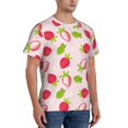 thumbnail image 2 of Bixox Men's Hand Drawn Strawberry Printed Short Sleeve Skinny Athletic T-Shirt, 2 of 6
