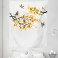 thumbnail image 1 of Forest Tapestry, Branch Pale Autumn Leaves and Birds Natural Change in Season Summertime Print, Fabric Wall Hanging Decor for Bedroom Living Room Dorm, 5 Sizes, Yellow Cream, by Ambesonne, 1 of 1