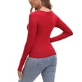 thumbnail image 5 of Galabris Womens Long Sleeve Tops Sexy See Through Slim Fitted T-shirt Deep U Stretchy Crew Neck Tee, 5 of 8