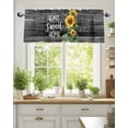 thumbnail image 2 of Curtain Valance for Windows,Farm Sunflower Bee Sweet Home Text Kitchen Valances Rod Pocket Short Curtains,Vintage Black Grey Wood Window Treatment Panel for Bedroom Bathroom 60x18in, 2 of 9