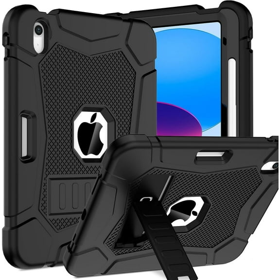 SUPNICE Case for New iPad (A16) 11th Generation 11 Inch 2025, iPad 10th Generation 10.9" 2022, Heavy Duty Shockproof Rugged Protective Case with Kickstand & Pencil Holder,Black