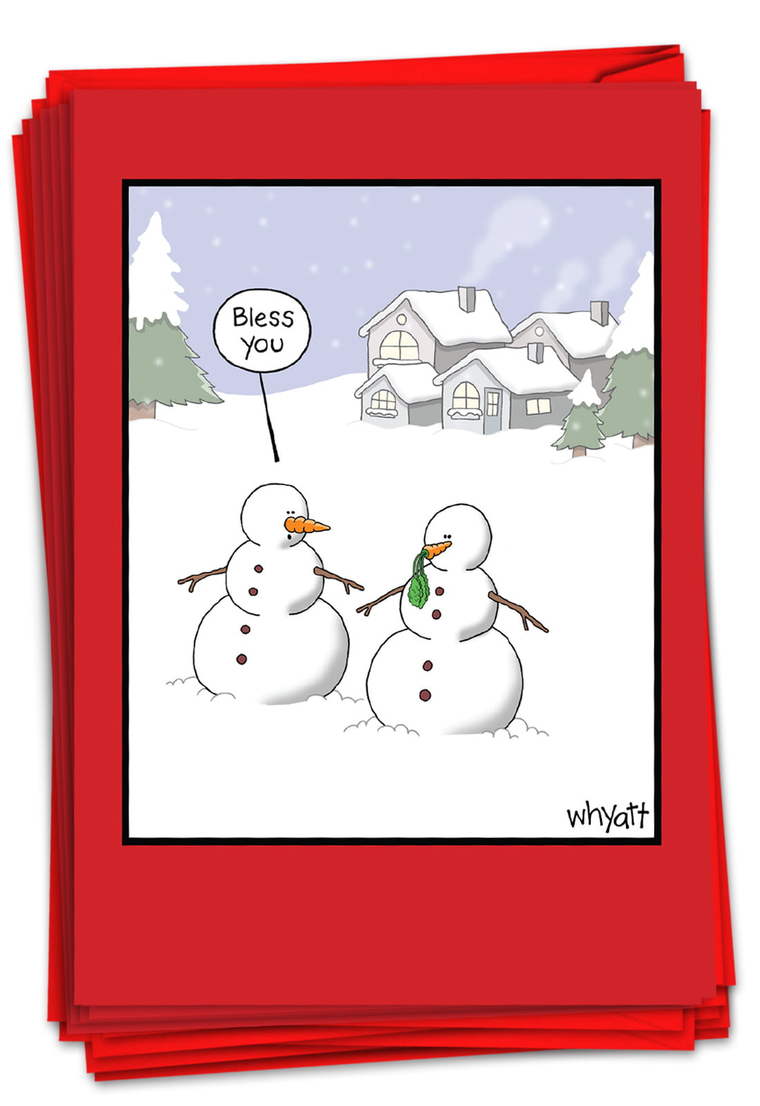 Tiny Snowmen Christmas Cards Handmade Xmas Cards Set of 4 Winter Note Card Set