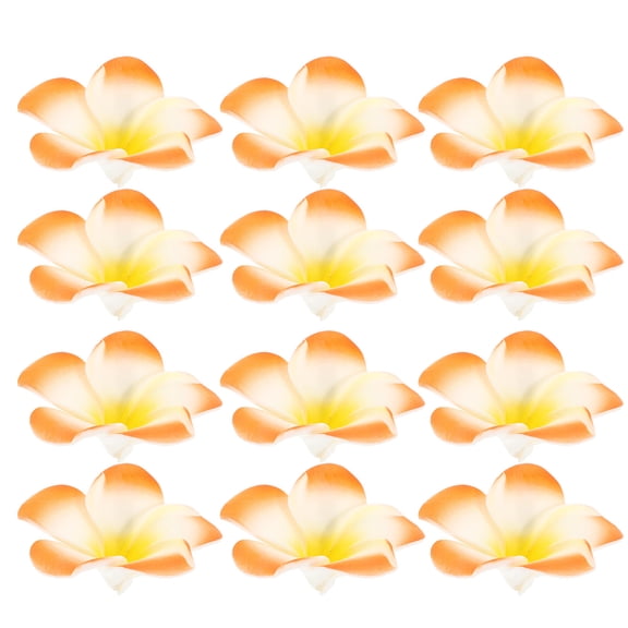 CRILSTYLEO 12-Pack Orange Plumeria Hair Clips Hawaiian Flower Accessories for Elegant and Tropical Hairstyles