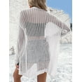 thumbnail image 5 of Women's Crochet Bell Sleeve Cropped Cardigan Button Down See Through Lightweight Sweater Knitted Top, 5 of 6