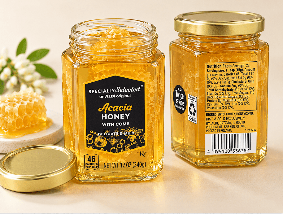 Specially Selected Acacia Honey with comb Delicate & Mild 12oz