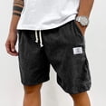 thumbnail image 2 of Nestiefly Mens Corduroy Shorts Elastic Waist Drawstring Lightweight Casual Summer Beach Lounge Short with Pockets Black S, 2 of 5