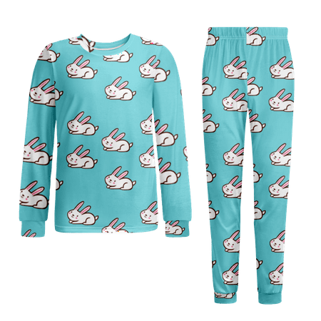 

Easter Pajamas-Little Girls Long Pajamas Sleepwear Summer Pjs For Girl Toddler Clothes Kids Sets Easterr Bunny Egg Carrot Kawaii Pajamas Size 130