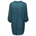 thumbnail image 2 of FashionOutfit Women's Henley Neck w/ Pocket 3/4 Sleeve Sheer Blouse Top, 2 of 4