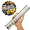thumbnail image 2 of 2X Tube de Fumage Rond pour barbecue, Générateur de Fumée à Chaud et Froid, Acier Inoxydable, Granulés de Bois, Section Ronde, 2 x Tuyau de barbecue, Argent, 2 of 9