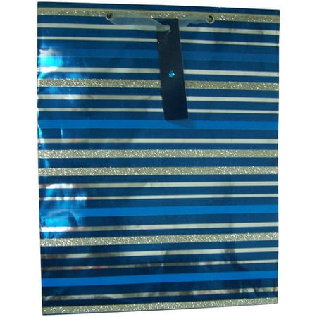 Holiday Time Large Gift Bag, Frost Stripe