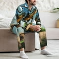 thumbnail image 7 of Yiaed Lake Forest Dinosaur A Print Men’s Pajamas Set - Long Sleeve Button Down Sleep Shirt and Pajama Bottoms Sleepwear Set Mens Pjs Sets Men's Pajama Bottoms-Large, 7 of 7
