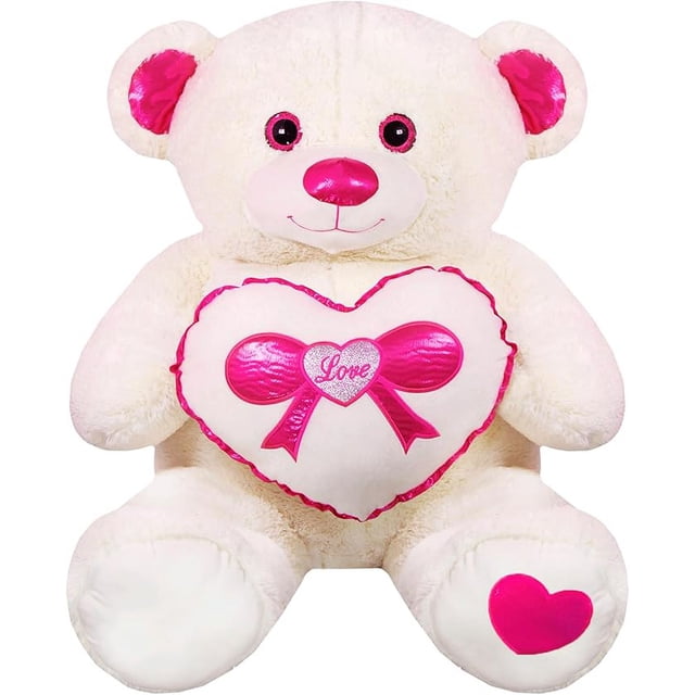 PELUCHERIA - Oso Rechoncho Blanco Moño Rosa