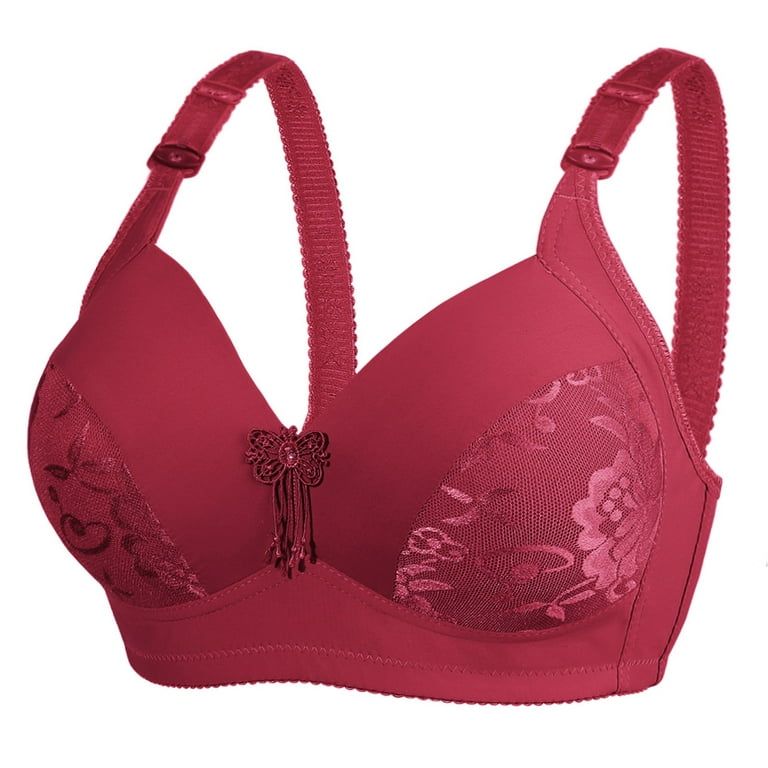 Eashery Sports Bras for Women High Support Large Bust Women's Plus Size  Cate Underwire Full Cup Banded Bra Red 46 