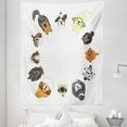 thumbnail image 1 of Dog Tapestry, Various Different Dogs in Cartoon Style Looking up in Circle Characters, Fabric Wall Hanging Decor for Bedroom Living Room Dorm, 5 Sizes, Multicolor, by Ambesonne, 1 of 1