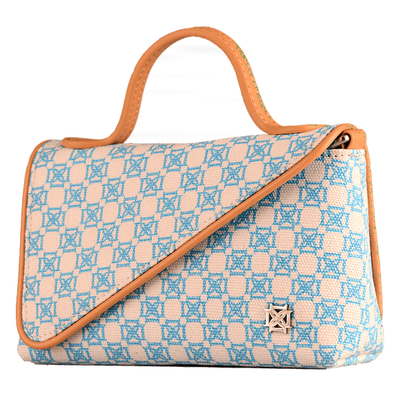 DOMINIE Crossbody Handbag /Clutch Purse Light Blue Canvas With Removable Shoulder Strap Unisex Raquel