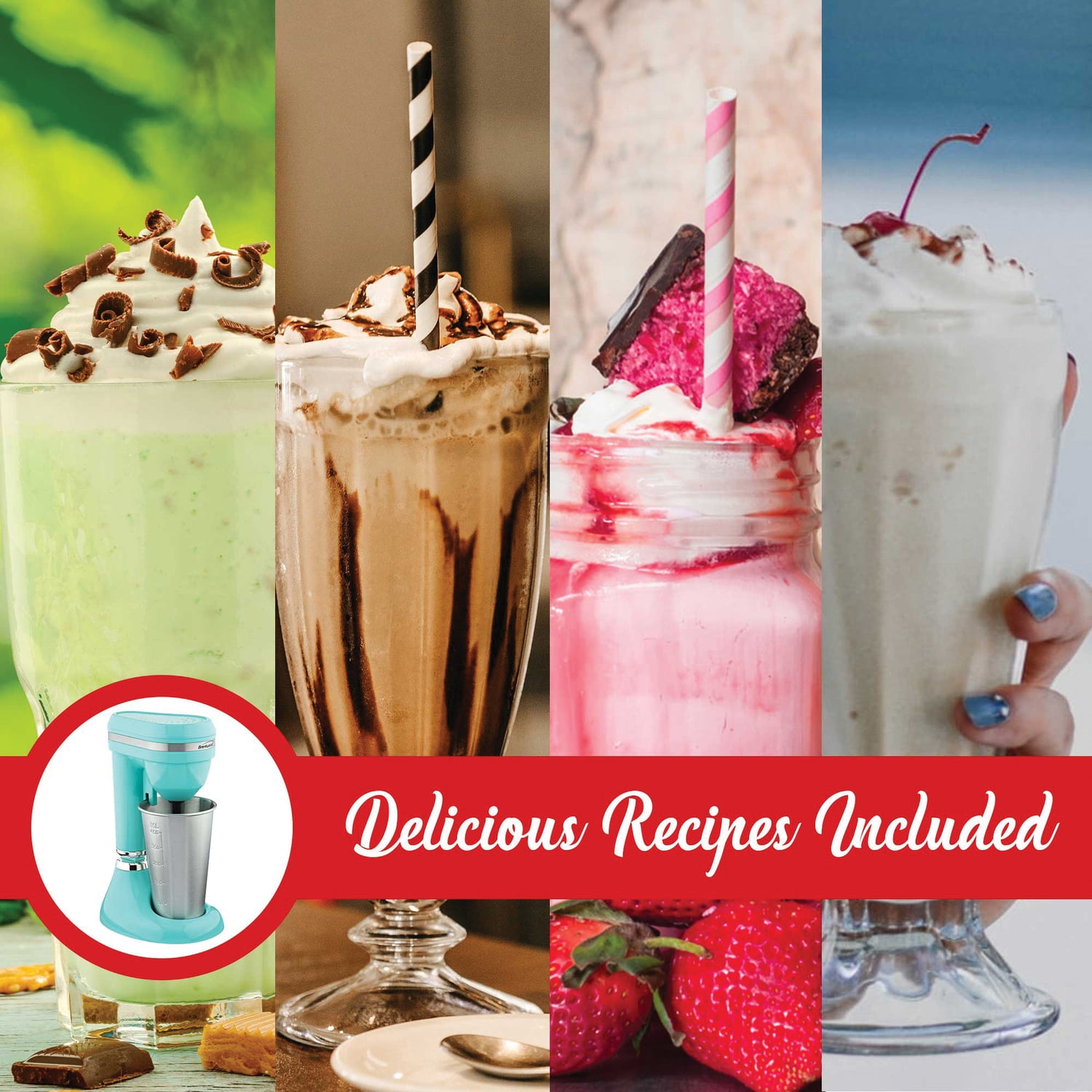 Brentwood 15-Ounce Classic Milkshake Maker, SM-1200BPT