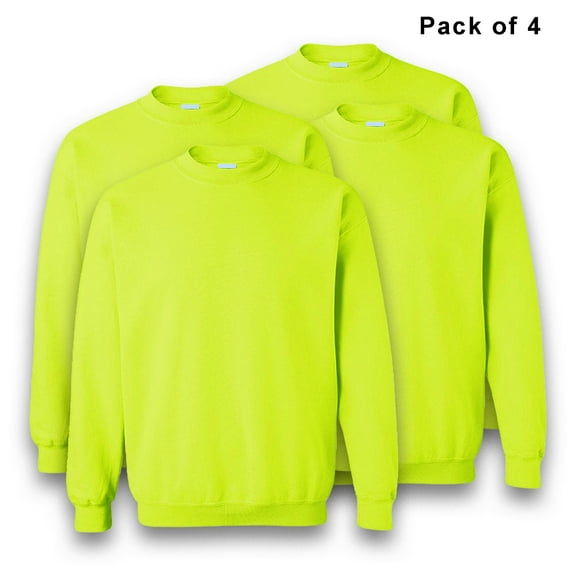 Gildan Heavy Blend High Visibility Safety Sweatshirt for Adult GR18 Hi Vis Pullover Fleece Reflective Work Safety Green Sweatshirt 4 Pack, 3XL