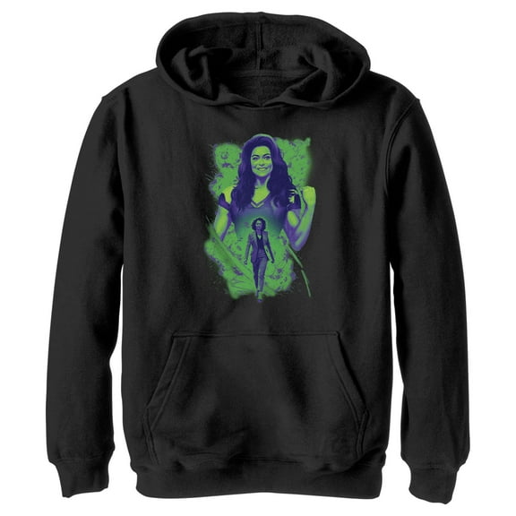 Boy's She-Hulk: Attorney at Law Explosion of Willpower  Pull Over Hoodie Black X Large