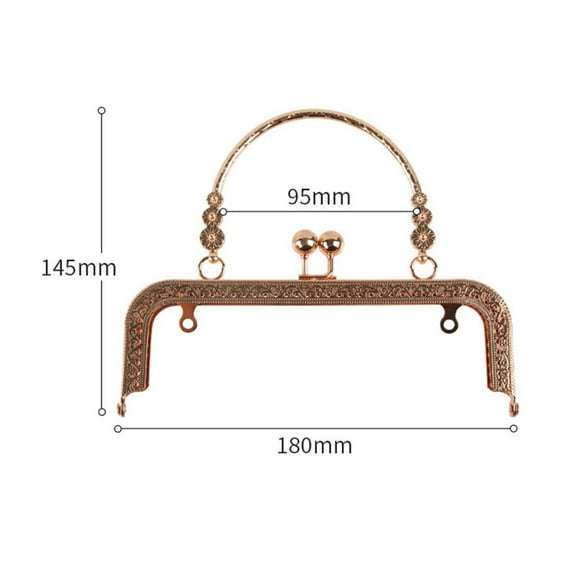 2pcs Alloy Kiss Lock Purse Frame Handle for Coin Purse Making Light golden 180x145mm