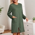 thumbnail image 4 of XIAONU Womens Nightshirt Long Sleeve Zip-Front Nightgown With Pockets Soft Practical Casual Sleepwear, 4 of 7