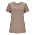 thumbnail image 6 of Women's Short Sleeve Lace Trim Ribbed Top Casual Basic Tee Spring Trendy, 6 of 9