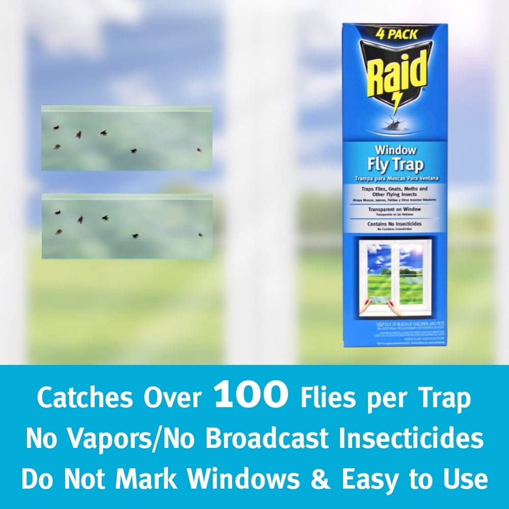 Raid Window Fly Trap Discreet and Effective Fly Adhesives, 4 Count
