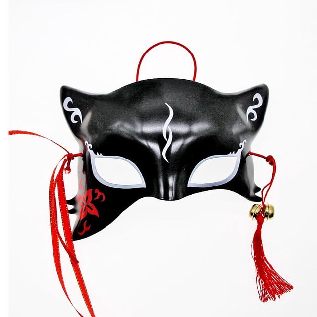 Máscara de zorro de Anime japonés, máscaras de Cosplay, Kabuki, Kitsune, media cara, Festival, accesorios de fiesta, disfraz de Halloween de Rave