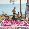thumbnail image 4 of Wonnitar 6x9 Outdoor Rug Waterproof, Plastic Straw RV Rugs for Outside, Large Portable RV Outdoor Carpet，Pink Floral Rug for Picnic Garden Patio, 4 of 9