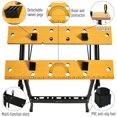 thumbnail image 3 of Foldable Workbench with Clamps & Tool Storage - Portable Carpenter Saw Table, Steel & MDF, Log Colour/Black, 23.8" x 24.5" - Ideal for DIY Projects & Workshops, 3 of 7