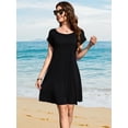 thumbnail image 3 of Traje de baño con capucha LARACE para mujer, talla grande, negro 1X, 3 of 6