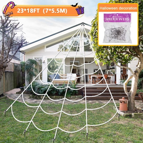 Elegant Choise Halloween Triangular Spider Web With Spiders - Giant Outdoor Scary Cobweb Decor