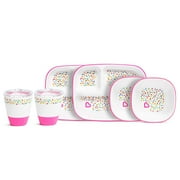Munchkin Splash 6 Piece Toddler Divided Plate, Bowl & Cup Dining Set, Pink Sprinkles