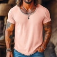 thumbnail image 2 of Mens Cotton Linen T-Shirt Casual Loose Scoop Neck Short Sleeve Shirt Frayed Raw Edges Lightweight Beach Yoga Top, 2 of 6