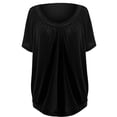 thumbnail image 3 of Womens T Shirts Summer Tops 2025 Solid Color V-Neck Short Sleeve Pleated Casual Loose Tees Tshirts Shirts for Women, 3 of 5