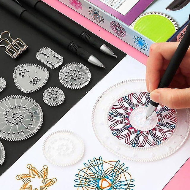 Juego de regla de juguete para dibujo espirógrafo de 22 Uds., engranajes y ruedas entrelazados, accesorios de dibujo, reglas educativas creativas para niños