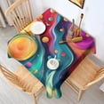 thumbnail image 2 of Colorful Tie Dye Flow Ball Pattern Square Tablecloth,Waterproof Square Table Cover,Wipeable Spillproof Washable Table Cover for Home Kitchen Party Decor 42"X42"(107x107cm), 2 of 6