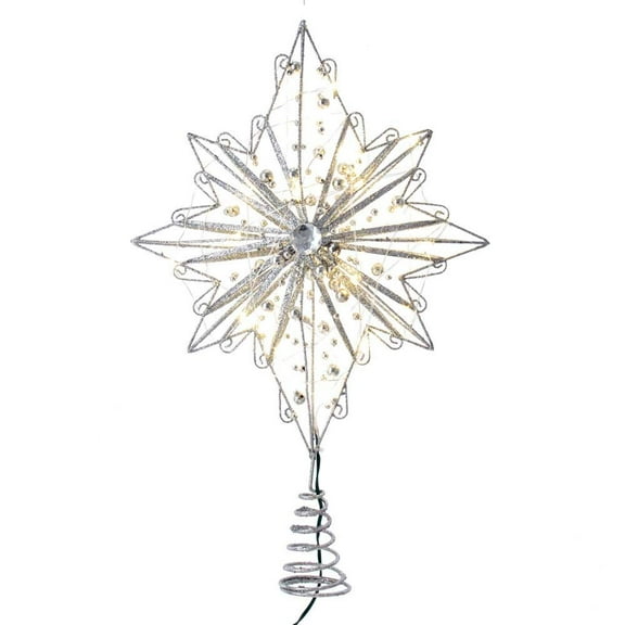 Kurt Adler 15.5-Inch 30-Light Fairy Light Silver Star Treetop