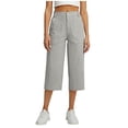 thumbnail image 4 of Womens High Waisted Capri Pants Light Wide Leg Business Casual Pants Trendy Work Crop Pant with Zipper Pockets, 4 of 8