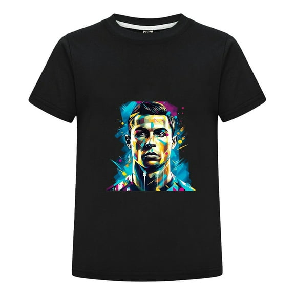 Boys T-Shirt Youth Football Shirt | CR7 Cristiano Ronaldo Fan Tee | Kids Casual Summer Top