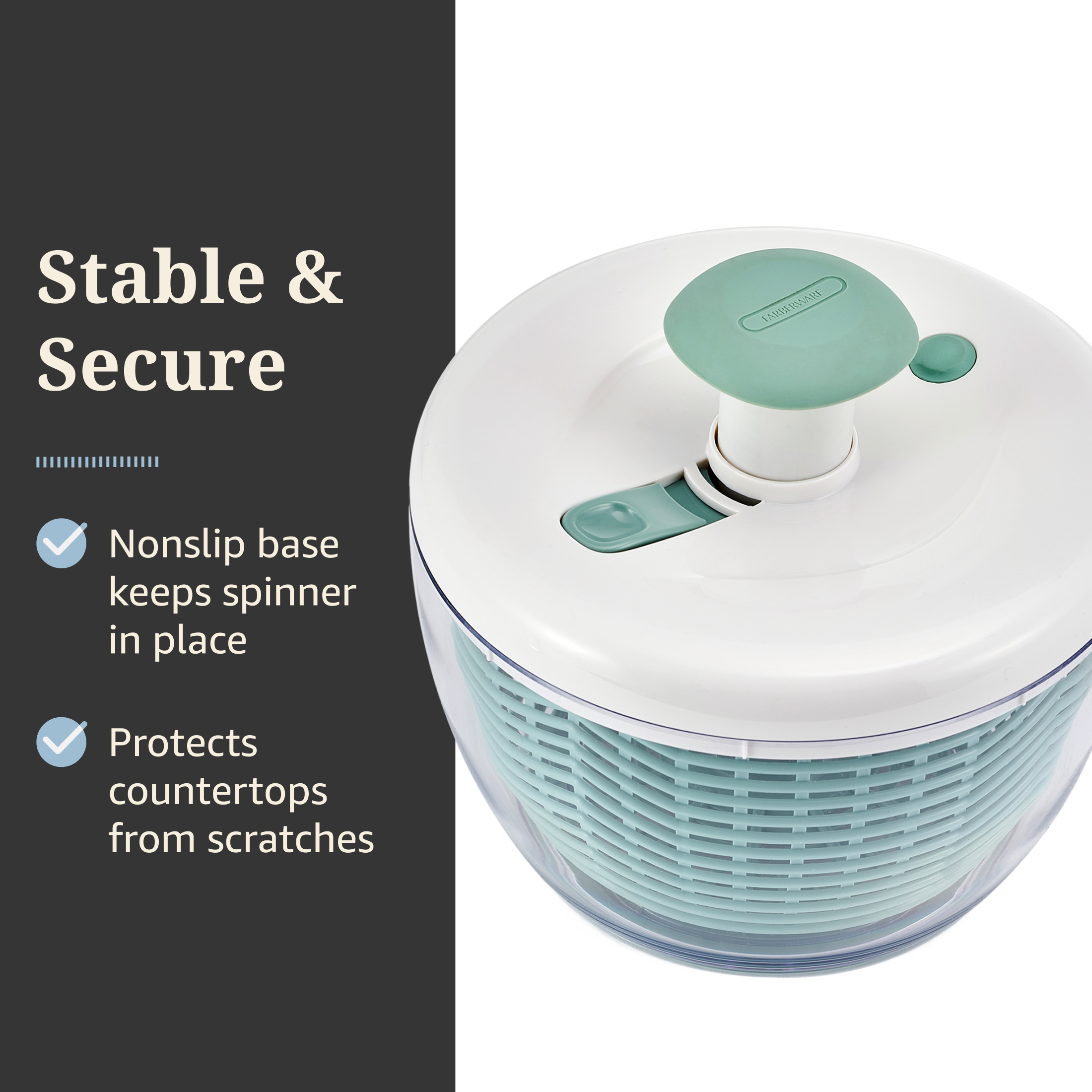 Farberware Small Salad Spinner with Hand Pump, Sage Green photo 4