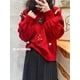 thumbnail image 1 of Sweet Girl-suéter rojo de Navidad para mujer, jersey de manga larga, holgado, informal, decoración de vacaciones, cuello redondo, tejido punto torcido, novedad, 1 of 4