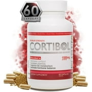 Cortibol Cortisol Manager & Blocker 1500mg - Adrenal Support Supplement, Ashwagandha, Cordyceps, Rhodiola Rosea, Eurycoma Longifolia Extract - 60 Capsules