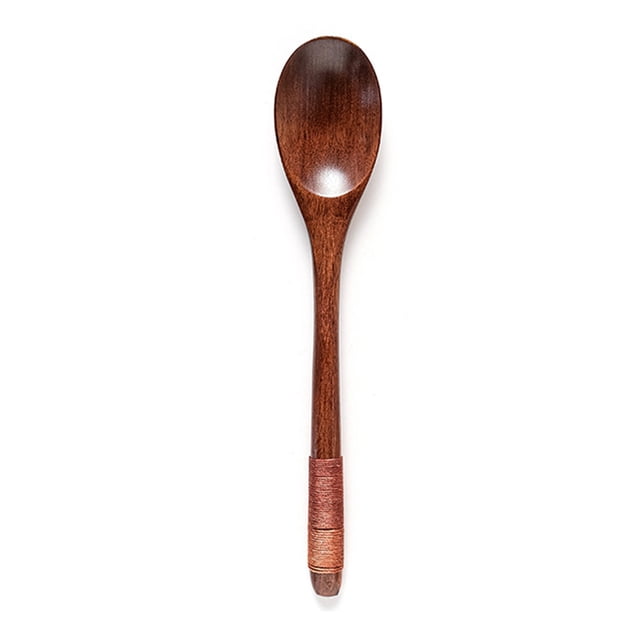 Toystoory Palillos de madera Juego de vajilla de mango largo Juego de cubiertos vintage Accesorios para el hogar Tenedor de cocina Niños Mostrada cuchara marrón