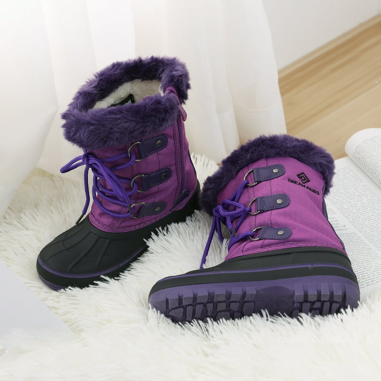 Dream Pairs Boys Girls Toddler Kids Ankle Winter Snow Boots Faux